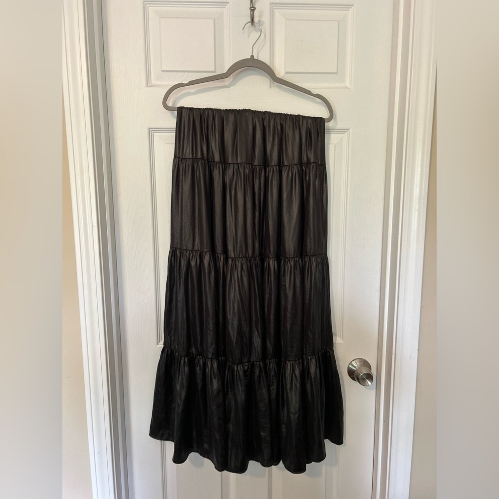 Philosophy four tiered satin sheen maxi skirt